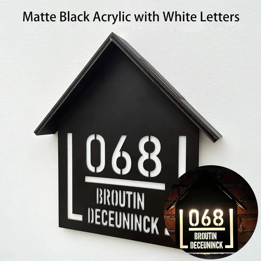 Custom House Number Solar Light Family Entrance Sign Acrylic Outdoor LED Solar Sign in Hebebrew Modern 3D Laser Cut Door Plate My Store