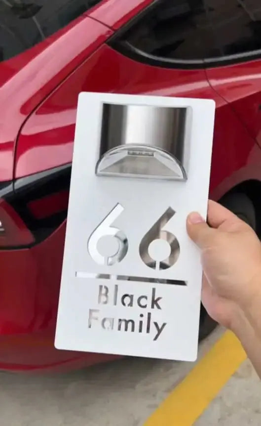 Entrance Sign for Home Led Solar Light Personalized Outdoor House Number Door Sign in Hebrew Solar Light Exterior House Number My Store