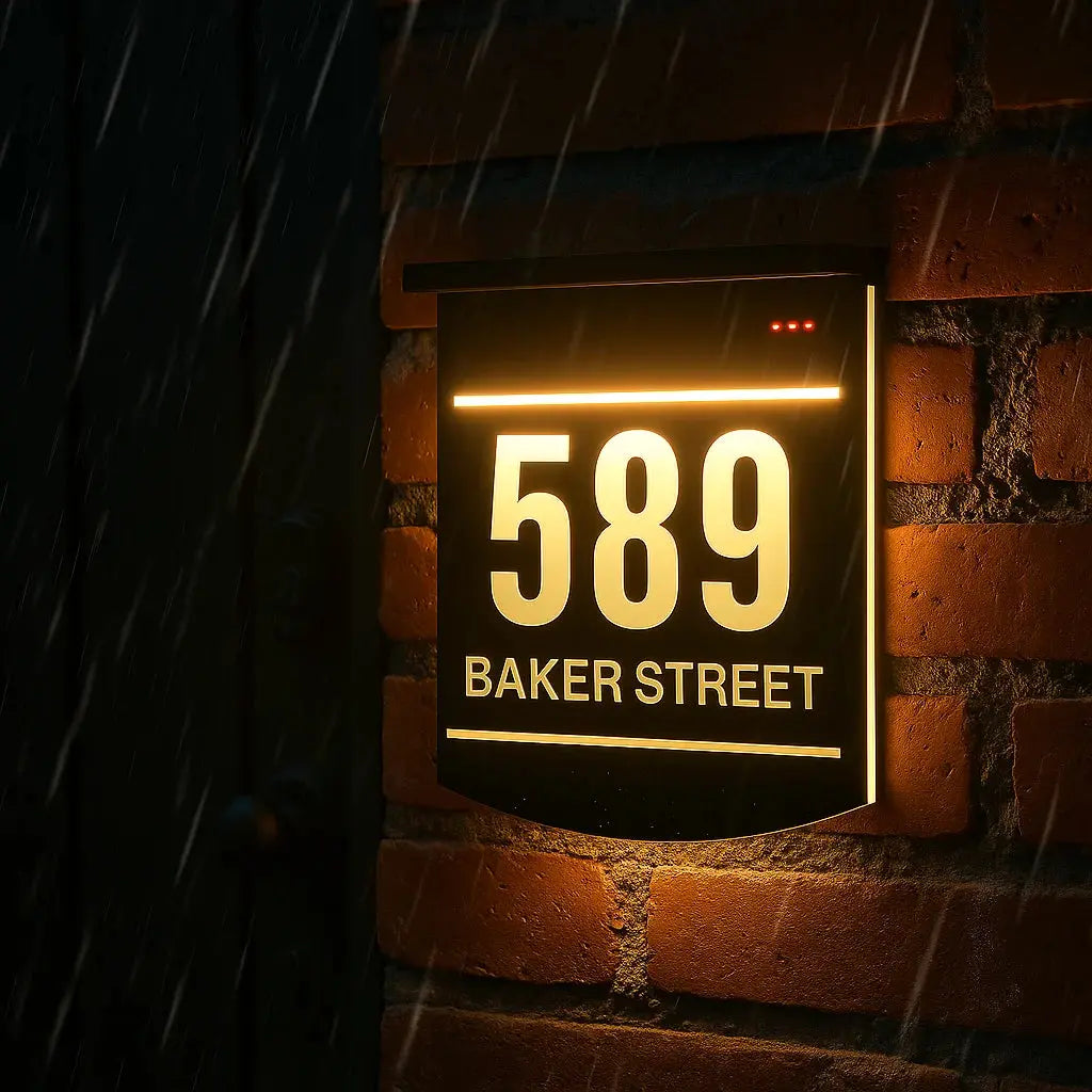 Custom House Number Solar Light Family Entrance Sign Acrylic Outdoor LED Solar Sign in Hebebrew Modern 3D Laser Cut Door Plate My Store