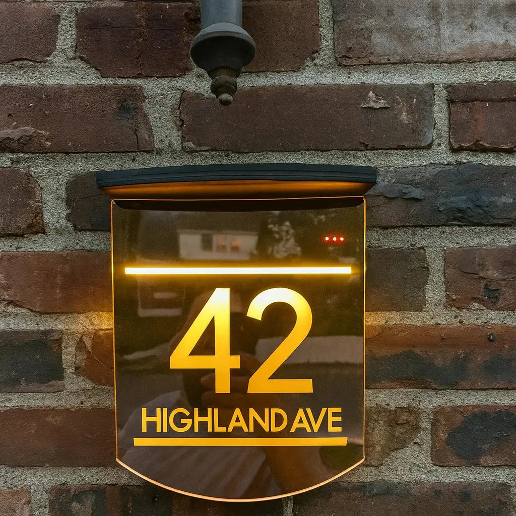 Custom House Number Solar Light Family Entrance Sign Acrylic Outdoor LED Solar Sign in Hebebrew Modern 3D Laser Cut Door Plate My Store